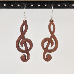 Musical Note Wood Earrings