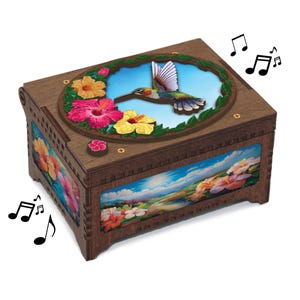 Hummingbird Personalized MP3 Music Jewelry Box With Any Custom Song And Photo Print