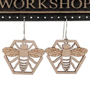 Boucles d&#39;oreilles en nid d&#39;abeille en bois d&#39;abeille