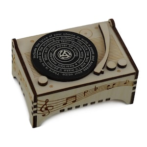 Erinnerungsbox, personalisieren mit beliebigen Songtexten, sieht aus wie ein Vintage-Vinyl-Plattenspieler