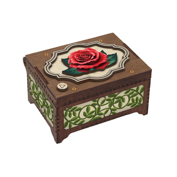 Plays Any Song Music Box, 21 Flower Choices, Your Photo & Text Inside