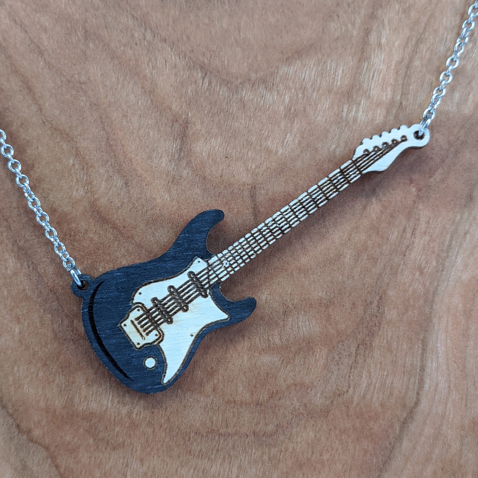 Electric Guitar Pendant Wood Pendant Wooden Jewelry Wood Etsy
