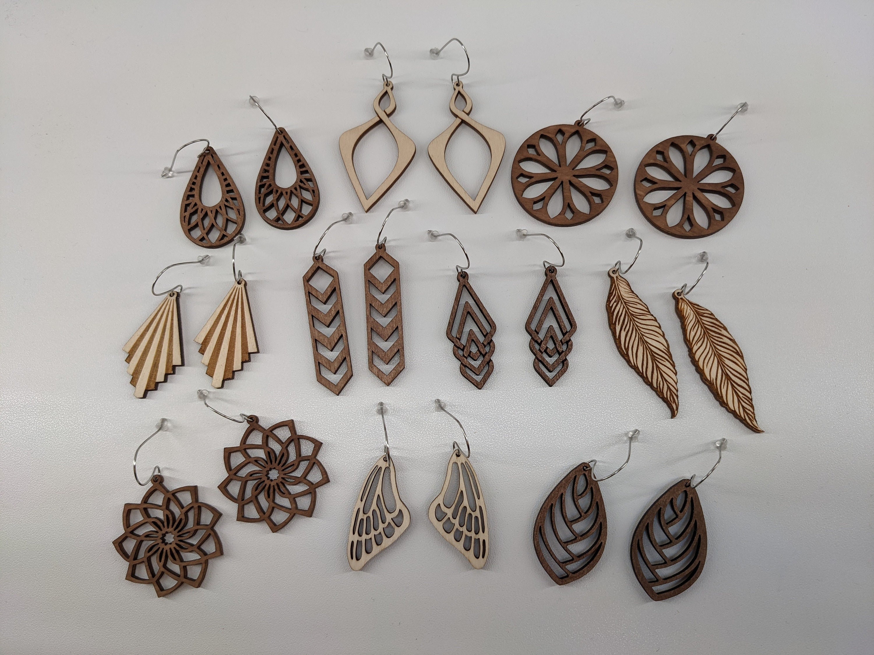 Julie Wooden Dangle Earrings, Fireworks, Lightweight Natural Wood Jewelry  with Hypoallergenic Earring Hooks