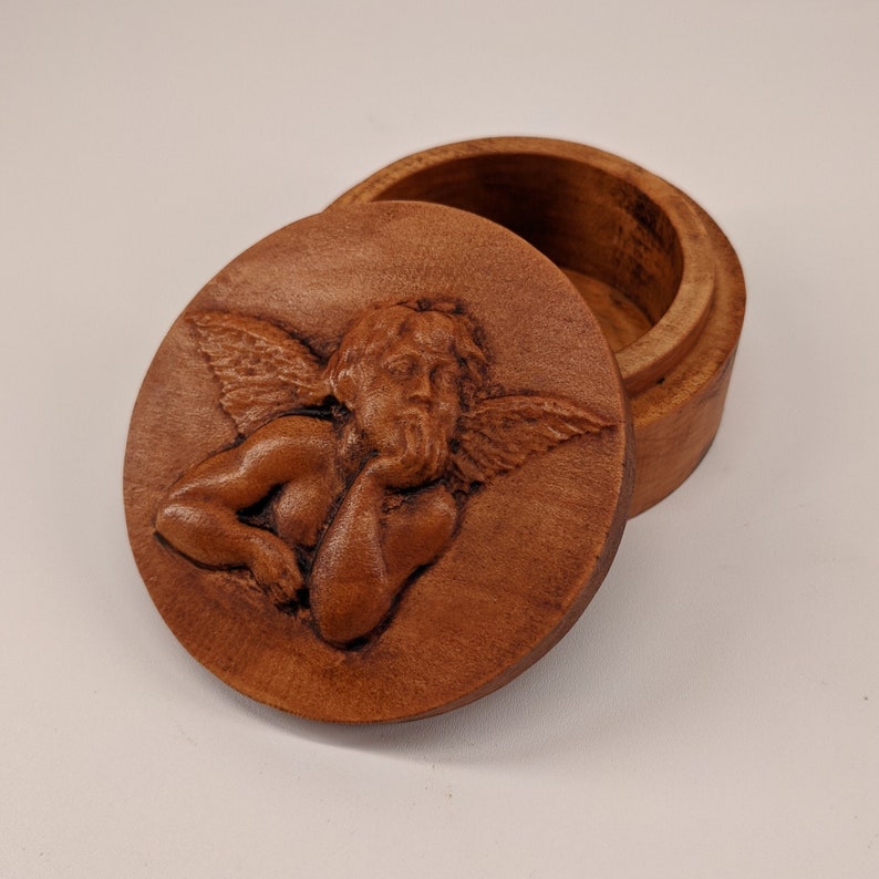 Carved Angel Box, ring box, keepsake, trinket, wedding proposal Carved Angel Box, ring box, keepsake, trinket, wedding proposal