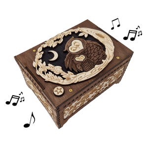 Owl Mother & Baby Keepsake MP3 Music Box, Plays Any Song, Your Photo Inside