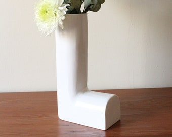 L Shape Ceramic Vase: Personalized Handmade Home Decor
