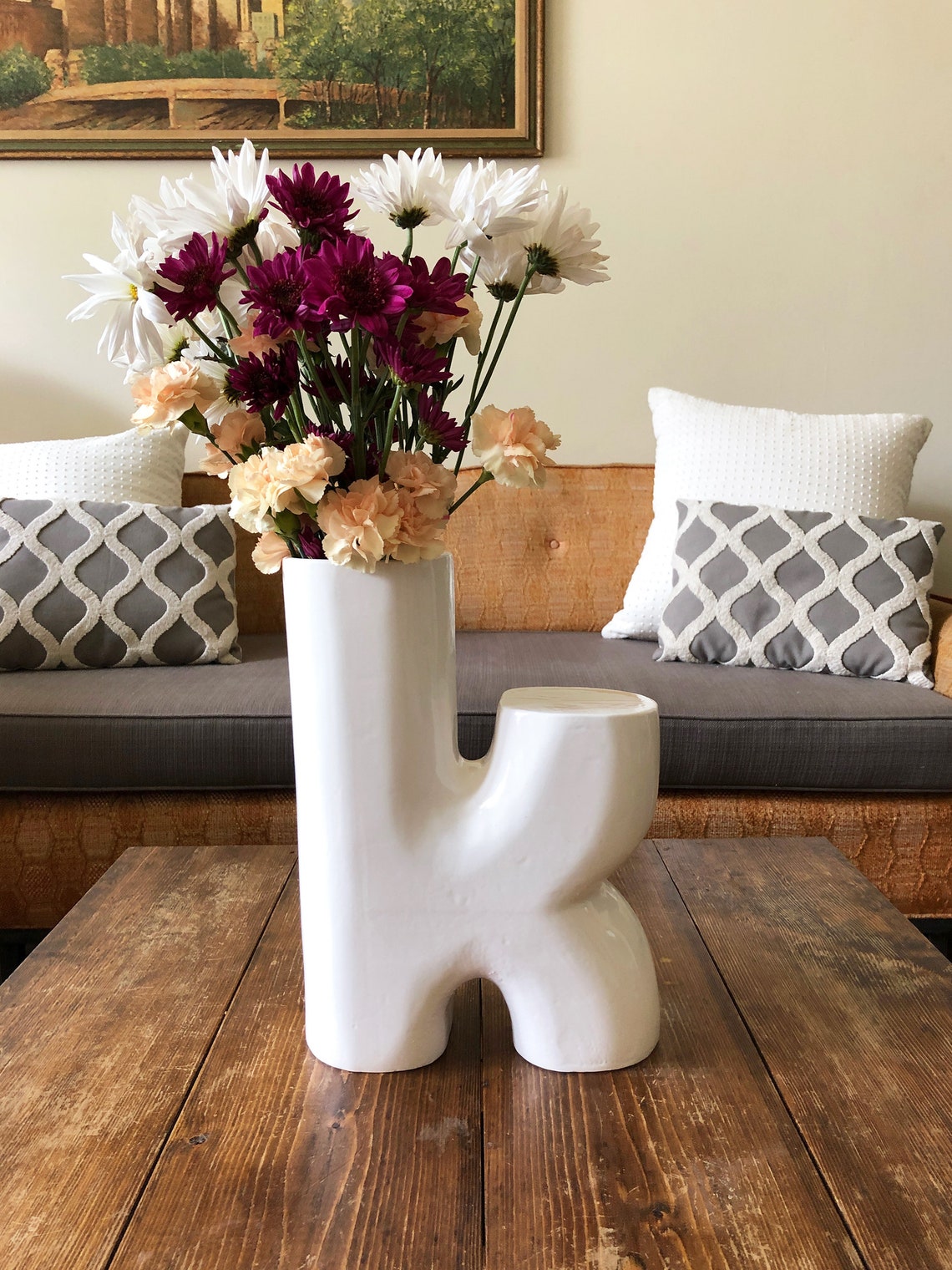 Modern Ceramic Vase K Shape Handmade Personalized Home Etsy