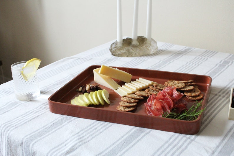 Handmade 14 Terracotta Serving Tray Large Ceramic Rectangle Serving Platter image 1