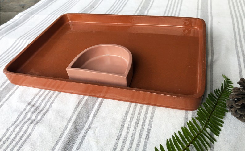 Handmade 14 Terracotta Serving Tray Large Ceramic Rectangle Serving Platter image 9