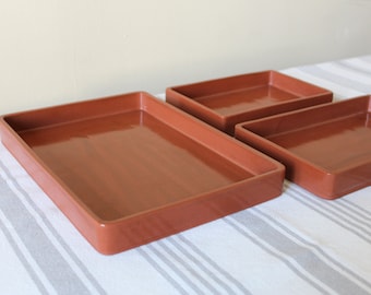 Terracotta Rectangle Trays - Handmade Three Piece nesting Set