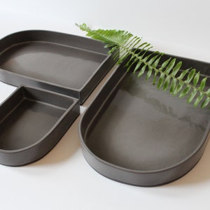 Ceramic Nesting Trays Set of 3 Warm Gray image 1