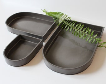 Ceramic Nesting Trays | Set of 3 | Warm Gray