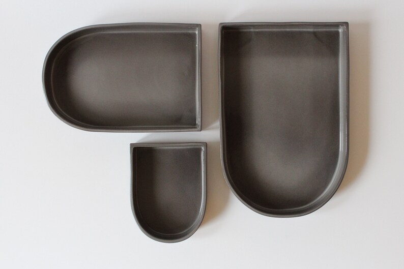 Ceramic Nesting Trays Set of 3 Warm Gray image 6