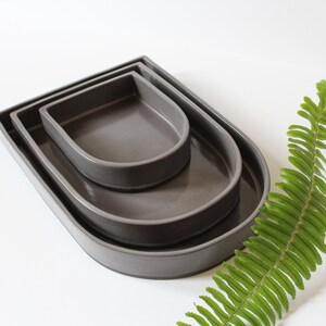 Ceramic Nesting Trays Set of 3 Warm Gray image 9