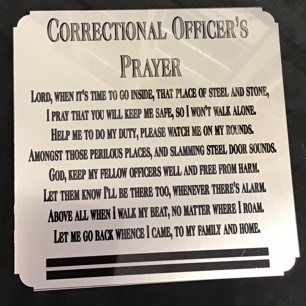 Correctional Officers Prayer Locker Plate