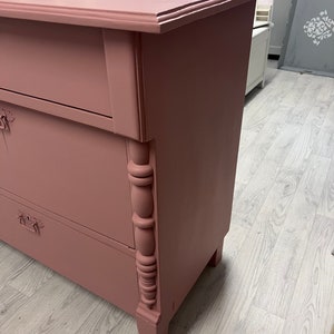 Antique chest of drawers old pink shabby vintage brocante country house farmhouse refurbished image 3