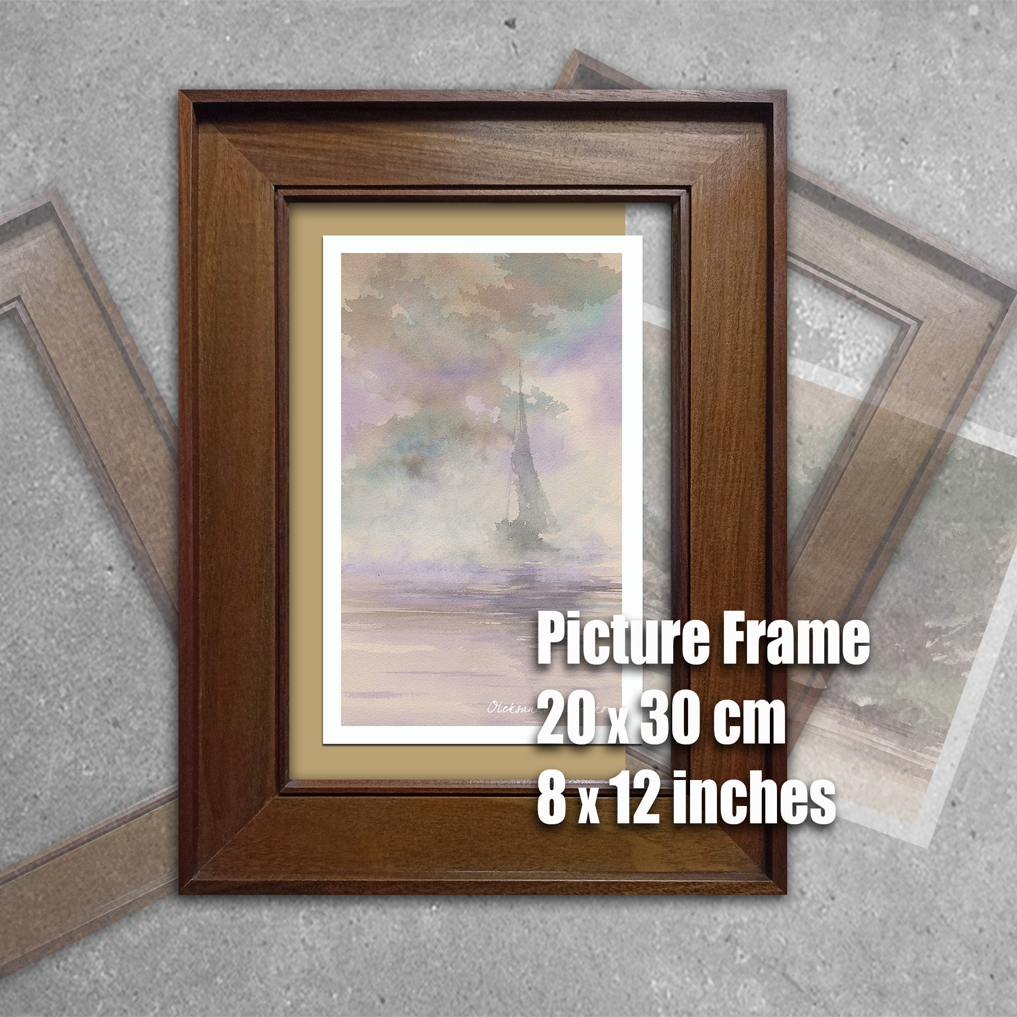 Elegant 8x12 Wooden Picture Frame. 20x30 cm Photo Frame.