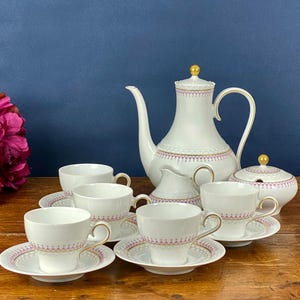 Vintage Hutschenreuther Melodie china coffee set 1970s mid century German porcelain for 5