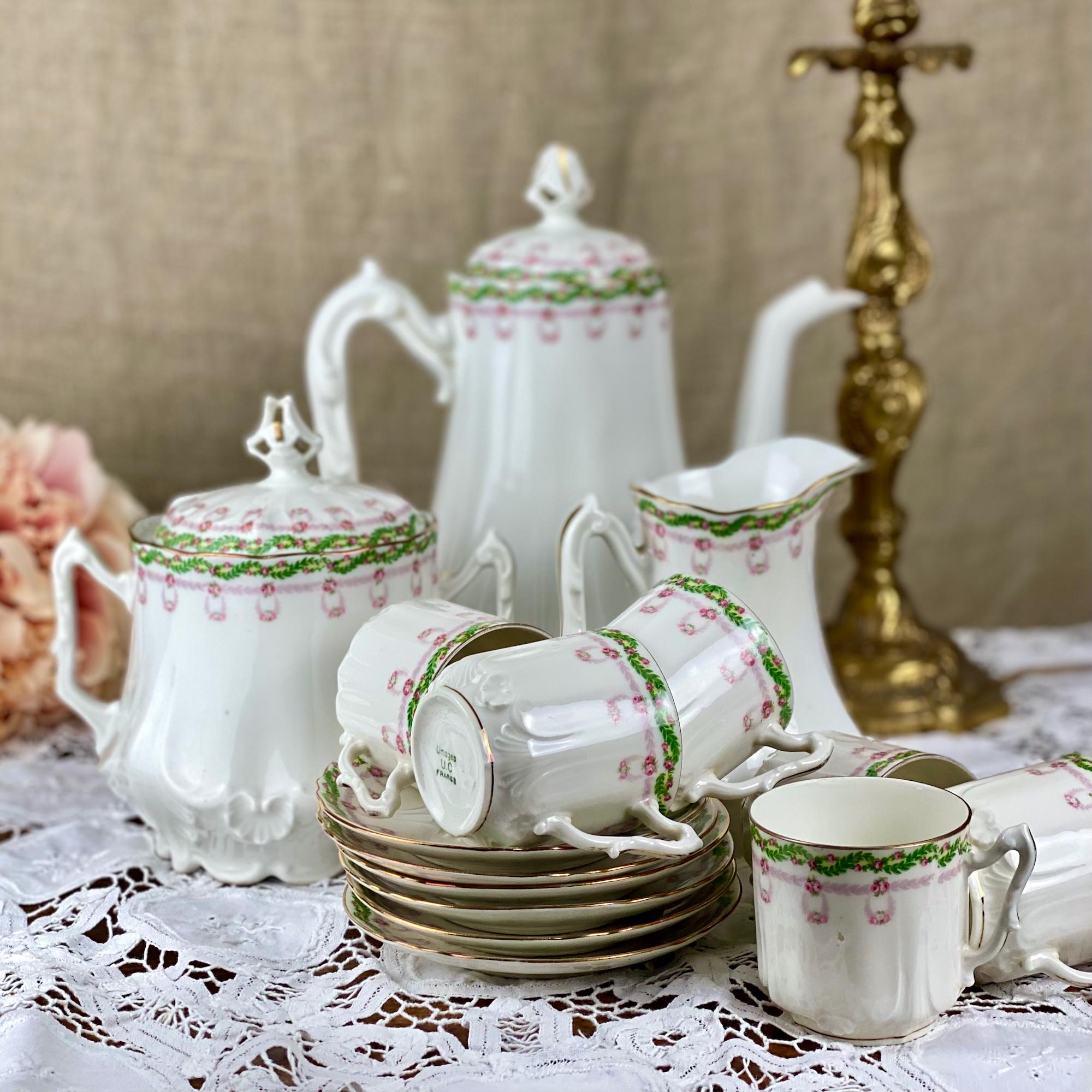 【国内配送】 フランス製ヴィンテージ、ベルナルド、リモージュ、花柄陶磁器 保存容器・ケース