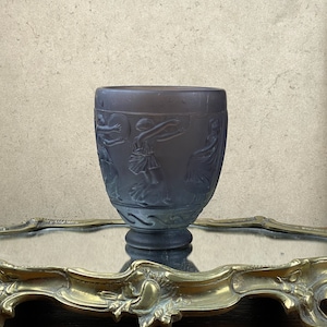 Georges De Feure Jugendstil Glasvase, französische Jugendstil lila Pastete de verre Vase mit griechischen Tänzerinnen 1900