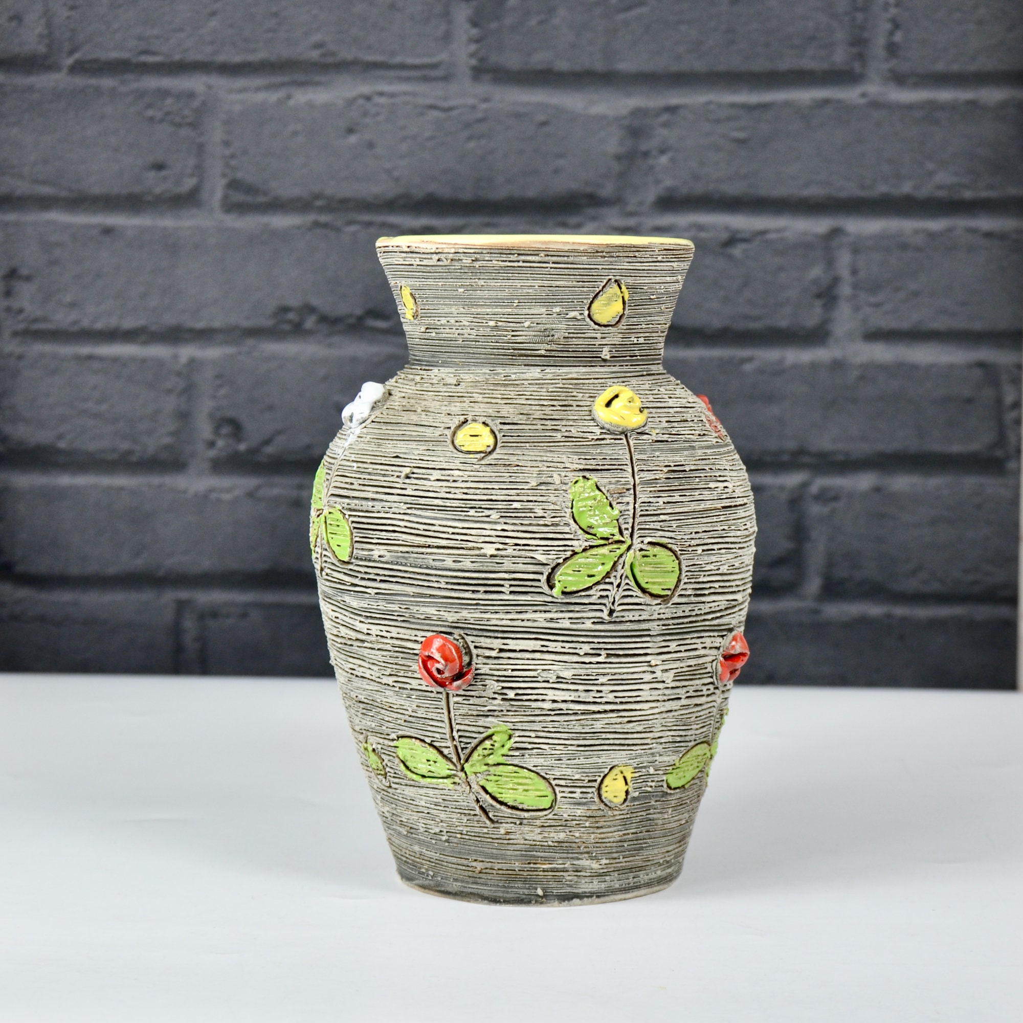 Vintage Studio Pottery Vase Fratelli Fanciulacci Italie Années 1950 Poterie Italienne Du Milieu Sièc