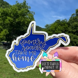 West Virginia Sticker - Laptop Decal, Laptop Sticker, Car Decal, Car Sticker, West Virginia Decal, Almost heaven, country roads