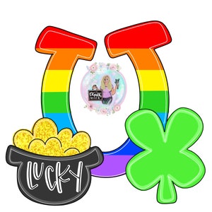 TEMPLATE: St. Patrick’s Day Template, Lucky Door Hanger Template, Four Leaf Clover, Pot of Gold, Spring Door Hanger Template