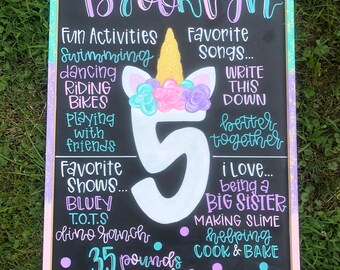Unicorn Birthday Chalkboard - Unicorn Decor, Party Decor, First Birthday, Party Supplies, Unicorn Party Supplies, Birthday Sign