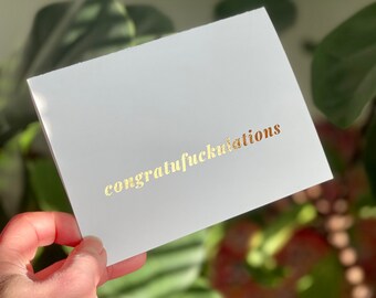 Funny congratulations card, simple, minimal, modern, gold foil, customizable and personalizable, handmade