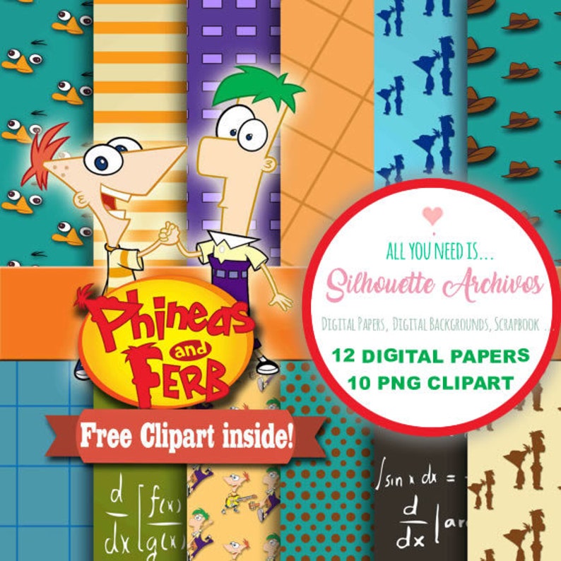 PHINEAS AND FERB Papel digital imprimible Scrapbooking Etsy