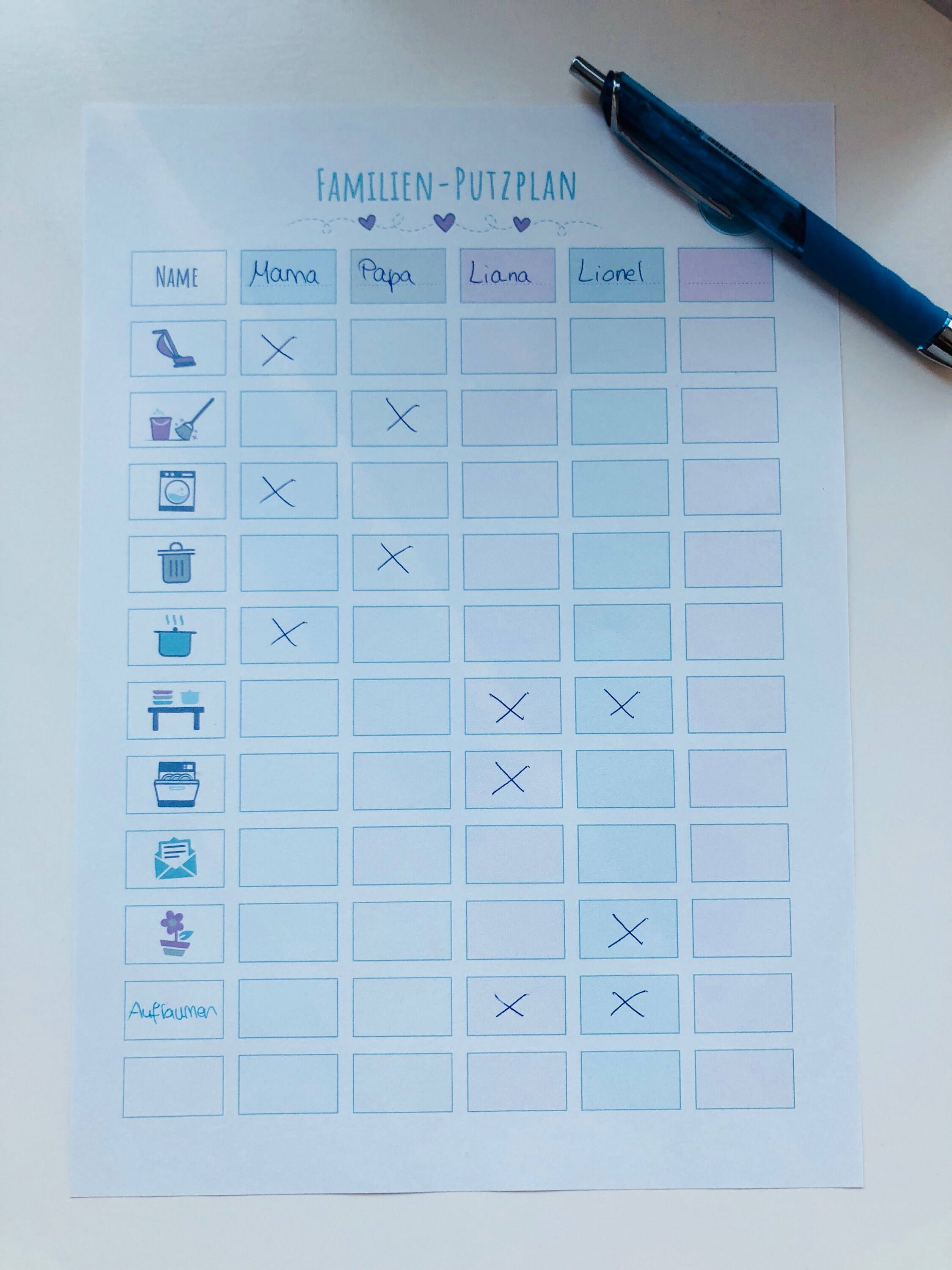 Familien-Putzplan zum Ausdrucken als Sofort-Download PDF | Etsy