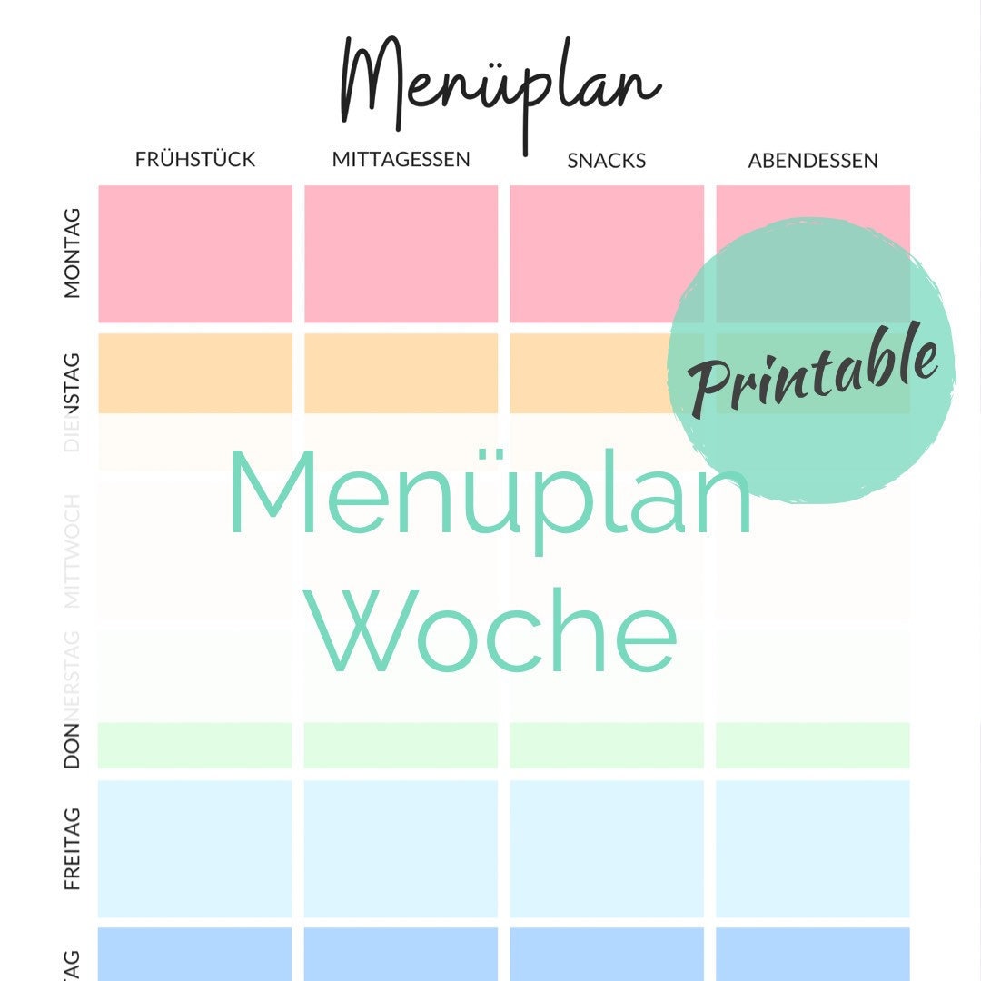 Menüplan Woche Vorlage Word – Kostenlose PDF Wochen-Planer & Essensplan