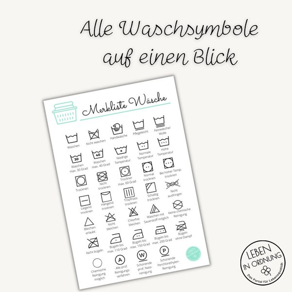 Merkblatt/Merkliste Wäsche als Sofort-Download (PDF)