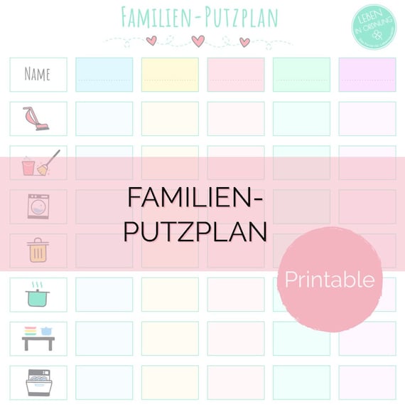 Familien Putzplan Zum Ausdrucken | Kalender