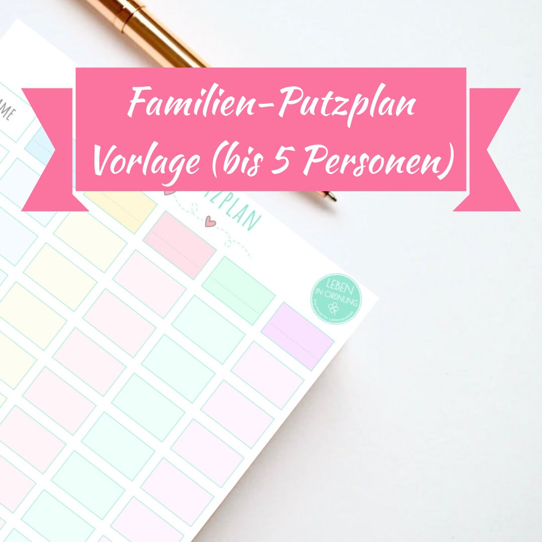 Familien-Putzplan zum Ausdrucken als Sofort-Download PDF | Etsy