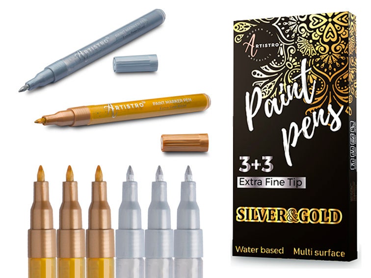 Gold Paint Marker Double Nib Design Gold Paint Pen Gold Silver And Copper  Colors Marker Gold