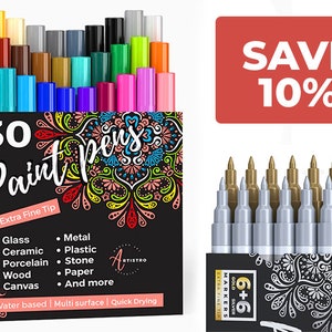 42 Artistro Acrylic Paint Pens Extra Fine Tip 0.7mm Great for Rock  Painting, Wood, Ceramic and Glass 40 Colors Extra Black&white -  Israel