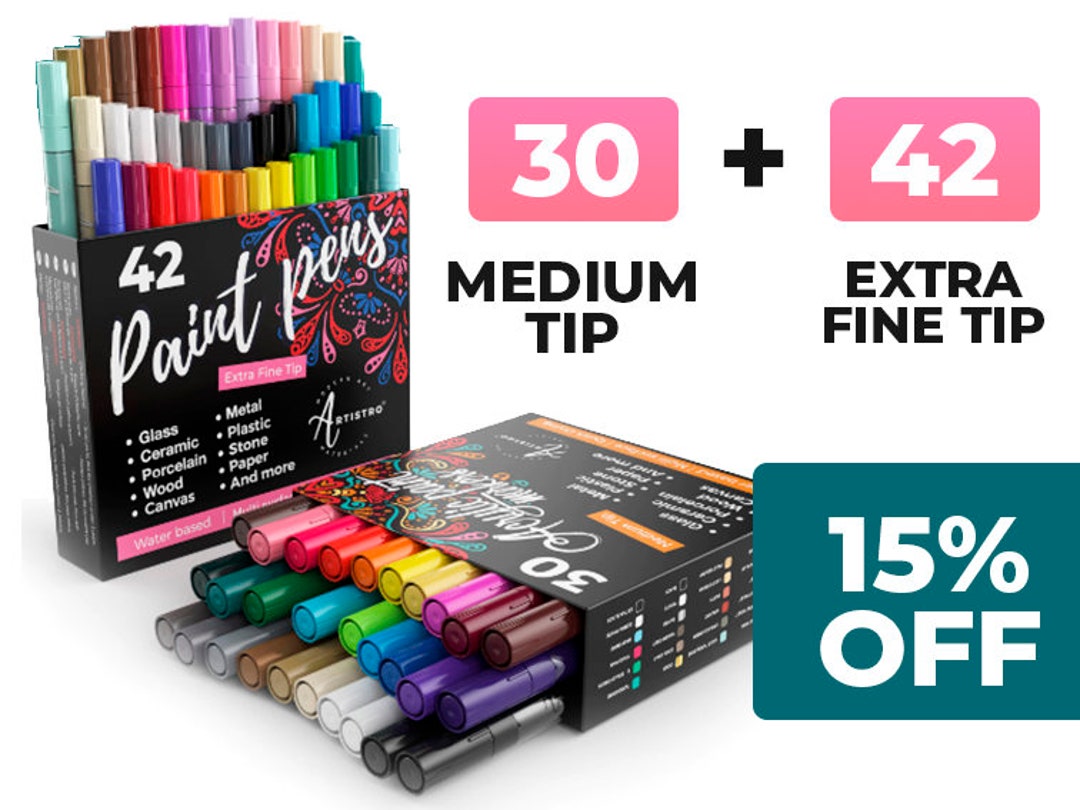 42 Markers for Art 30 Acrylic Extra Fine Tip Paint Pens 12 Gold