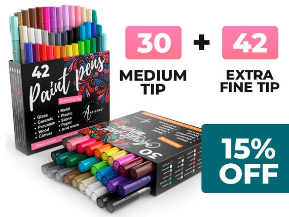 72 Acrylic Artistro Paint Pens 42 Extra Fine Tip Markers 30 Medium