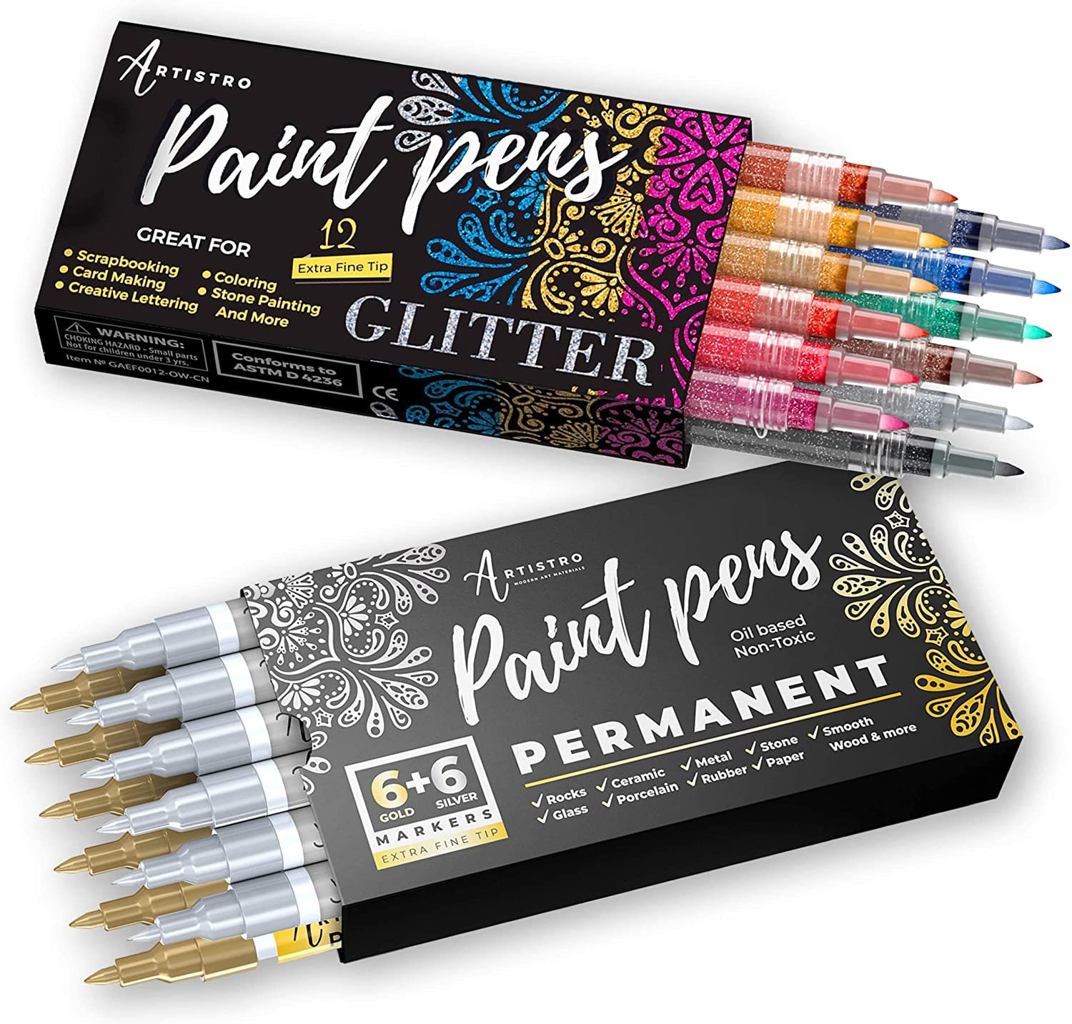 Metallic Marker Pens - Set of 10 Medium Point Metallic Markers for Rock  Painting, Black Paper, Card Making, Scrapbooking Crafts, DIY Photo Album
