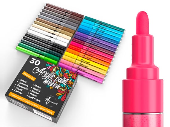 ARTISTRO Acrylic Paint Markers Pens – 30 Acrylic Paint Pens Medium