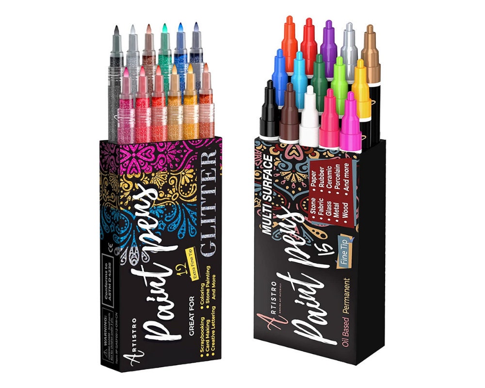  TOOLI-ART Acrylic Paint Pens Assorted Vibrant Markers for Rock  Painting, Canvas, Glass, Mugs, Wood, Fabric, Metal, Ceramics. Non Toxic,  Quick Dry, Multi-Surface, Lightfast (EXTRA FINE) : Arts, Crafts & Sewing