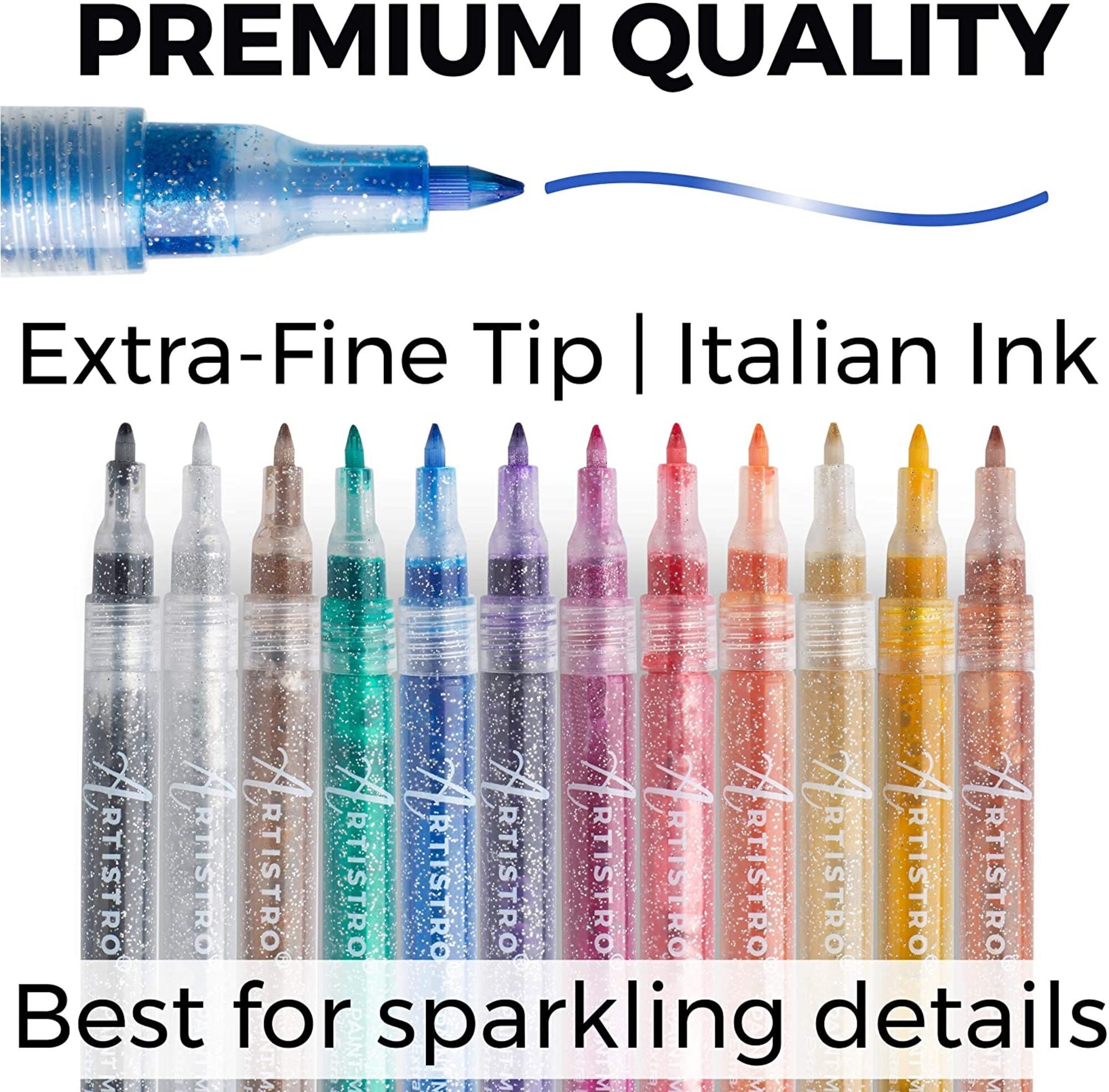 24 Acrylic Glitter Paint Pens 2 Packs of 12 Acrylic Paint Etsy