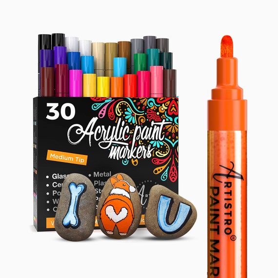 Acrylic Paint Pens Paint Markers, Fine Point Paint Pens for Rock Painting  Glass Wood Ceramic Fabric