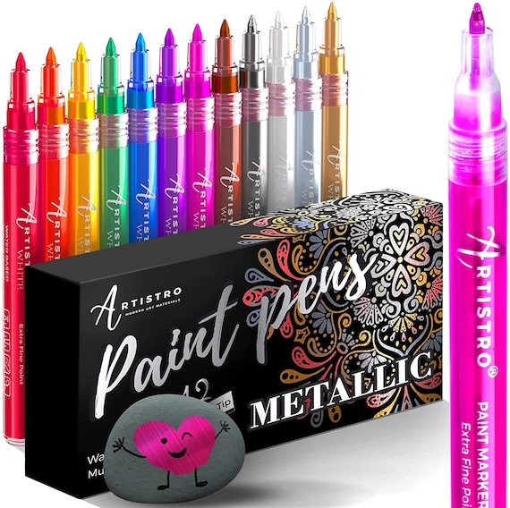 24 Colors Three Tips Paint Pens Paint Markers, Acrylic Markers Pens With  Fine Tip Medium Tip Chisel Tip, Acrylic Paint Pens for Rock Painting, Wood