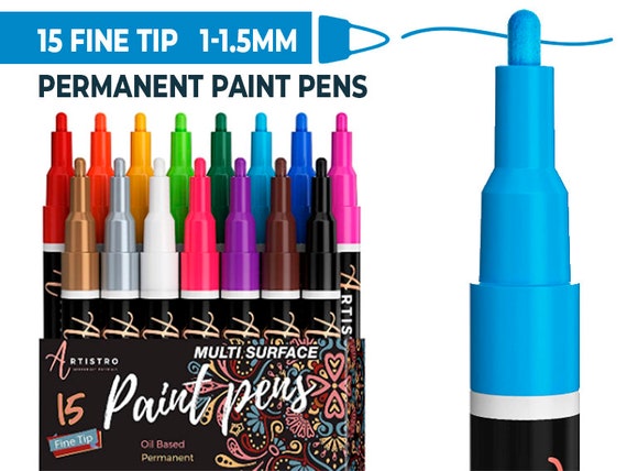 12 Acrylic Glitter Paint Pens extra-fine Tip for Rock Painting