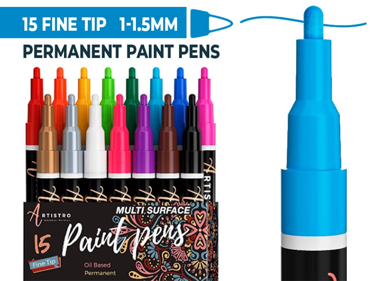 Paint Marker Pens - 8 Colors Oil Based Paint Markers, Permanent,  Waterproof, Quick Dry, Medium Tip, Assorted Color Paint Pen for Metal,  Wood, Fabric, Plastic, Rock Painting, Stone, Mugs, Canvas