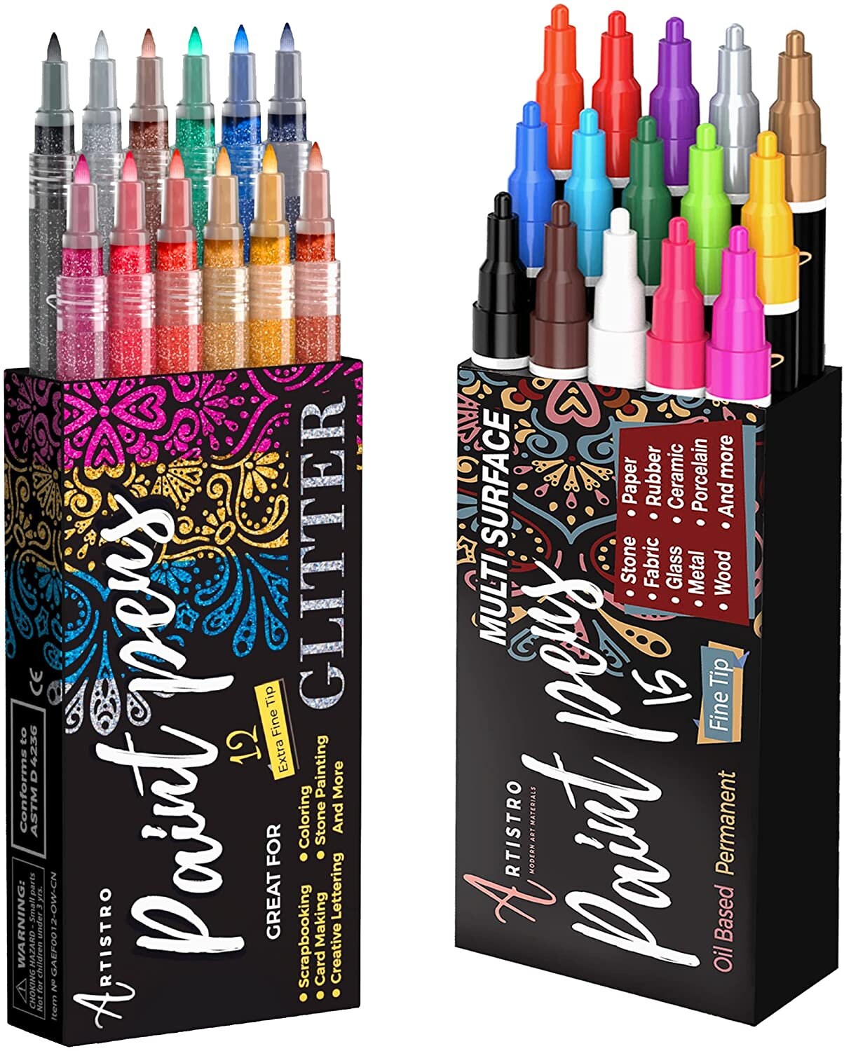 PINTAR Oil Based Paint Pens - 20 Medium Tip & 4 Fine Tip Colored