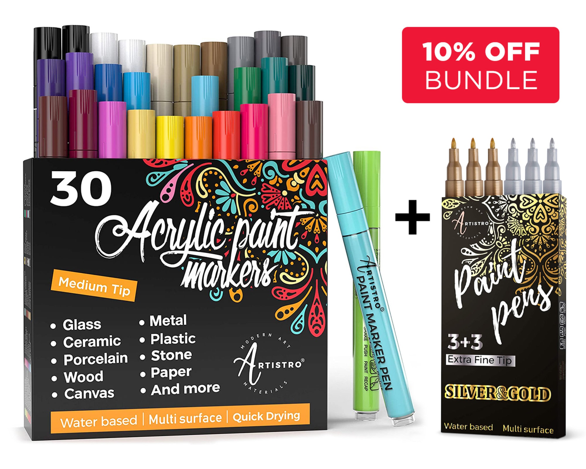 36 feutre acrylique marqueurs de peinture acrylique Stylos de