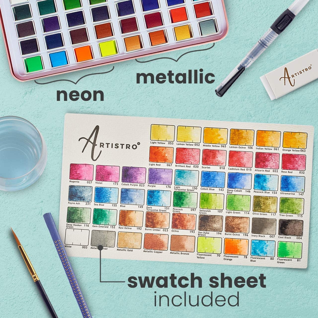 Artistro Watercolor Paint Set 48 Vivid Colors in Portable Box Artist Gifts  Best Friend Gift Kids Craft Birthday Gift Mom Gift 